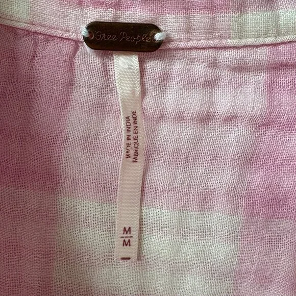 Free People like new pink/white buffalo print, Size Medium - Picture 3 of 5